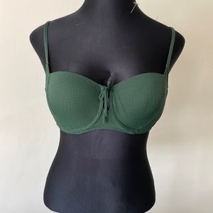 Swim bra top 34dd like new olive green underwire